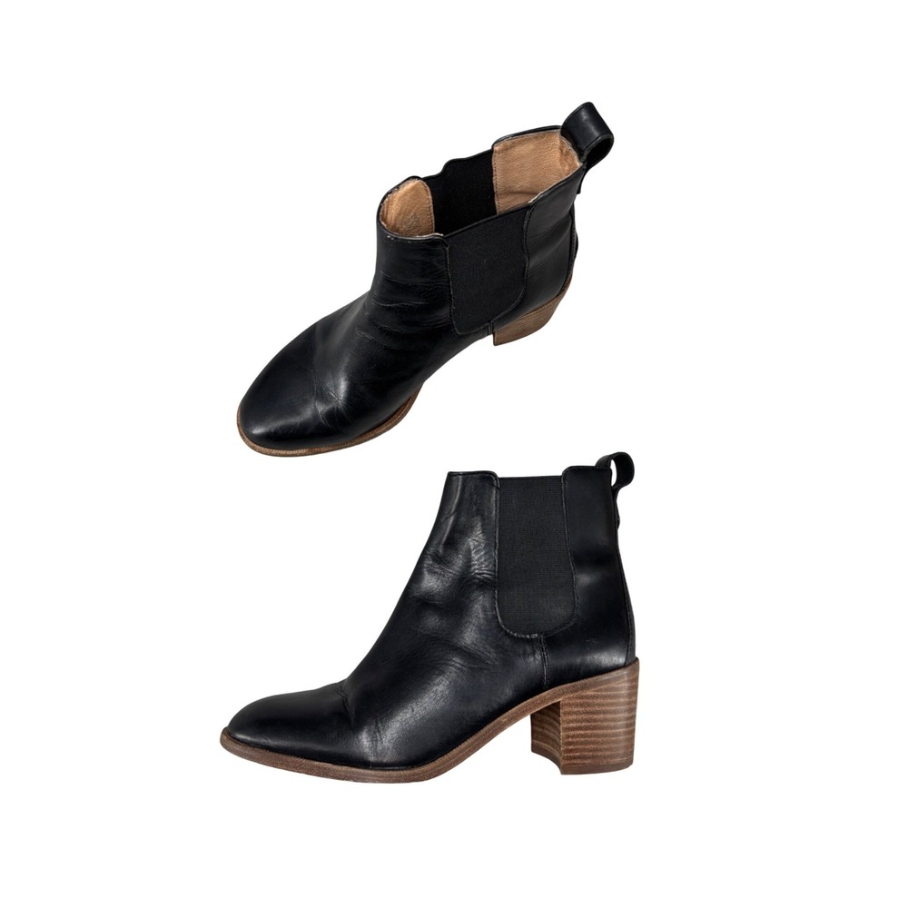 Madewell Frankie‎ Boot Black Leather Chelsea Ankle Boots Block Heel Womens 7